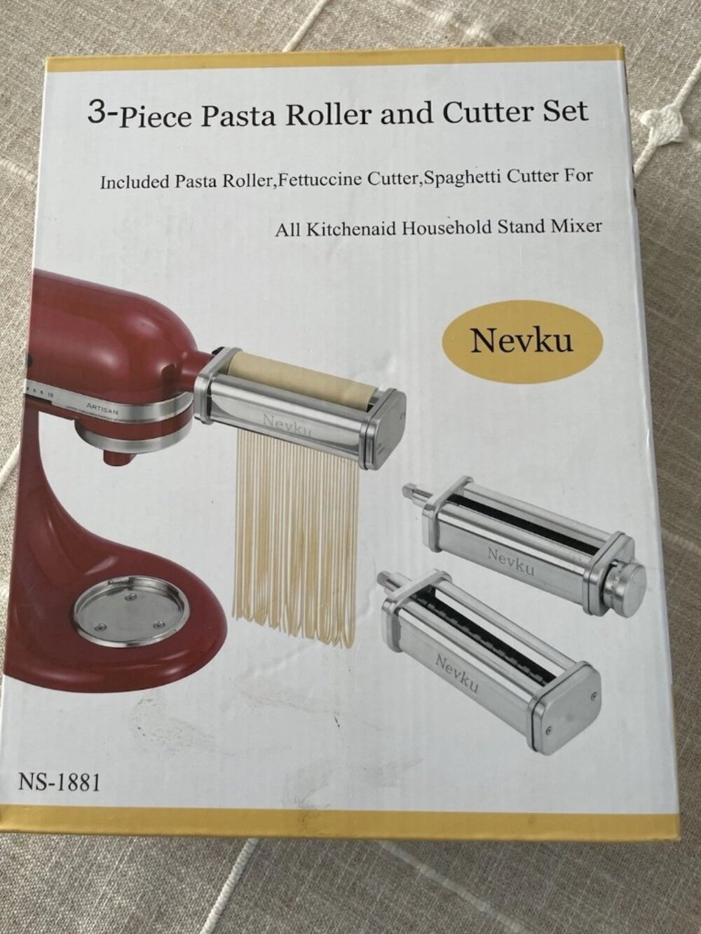 Nevku 3 piece pasta roller & cutter set